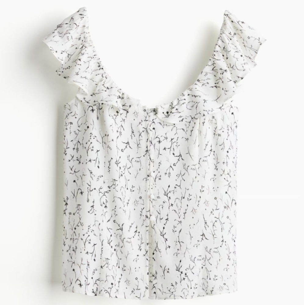 Floral Ruffle Sleeve Blouses